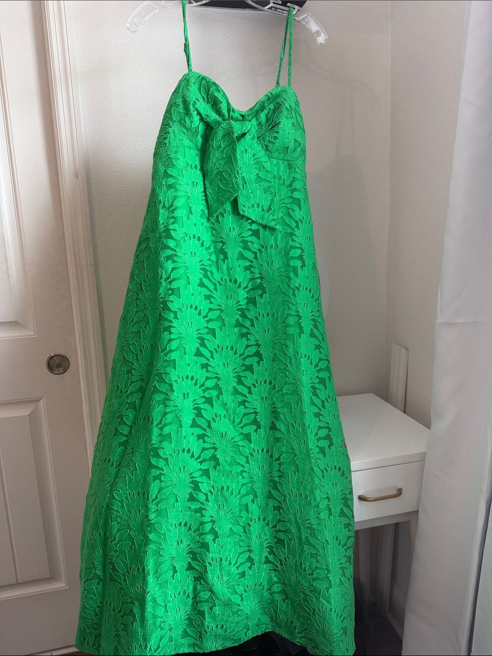 Lilly Pulitzer Bright Green Lace Maxi Dress with Bow Front